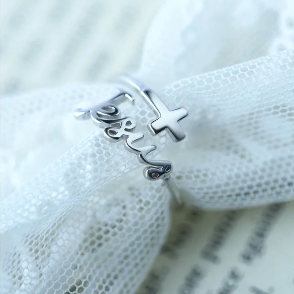 Jesus cross Design Cuff Ring - Picture 5 of 11